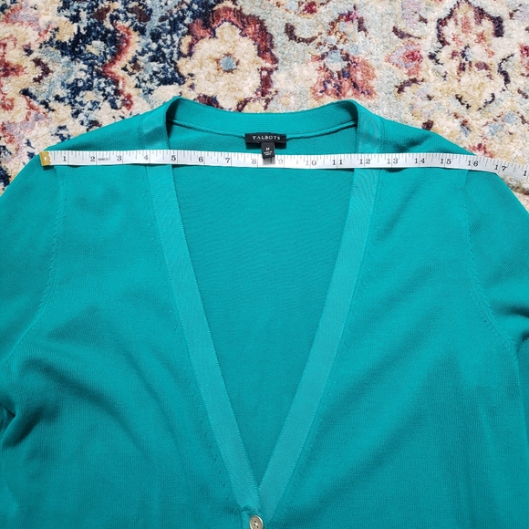Talbots Teal Green V-Neck Cardigan Sz M - Picture 7 of 10
